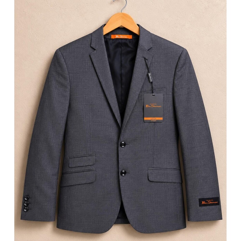 Ben Sherman 100% Wool Sport Coat Blazer Gray 40R NWT Men Two Button Suit Jacket
